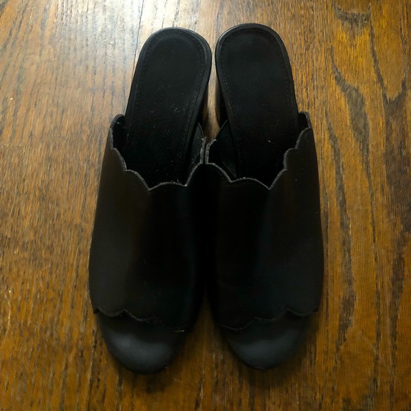 Black Wavy Strapped Mules - Picture 4 of 5